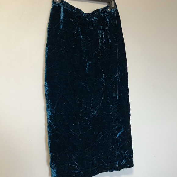 Eileen Fisher Vintage Blue Teal Velvet Wrap Skirt - Picture 2 of 10
